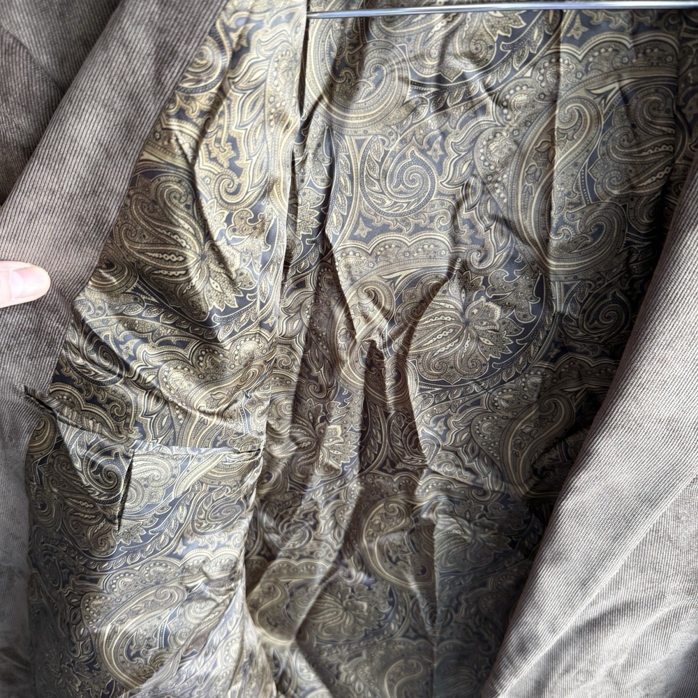 Lauren Ralph Lauren Corduroy Blazer Brown Paisley Lining 48 Long‎ Two Button - Picture 4 of 6